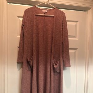 Lularoe Sarah Cardigan (xs) - ribbed - blush
